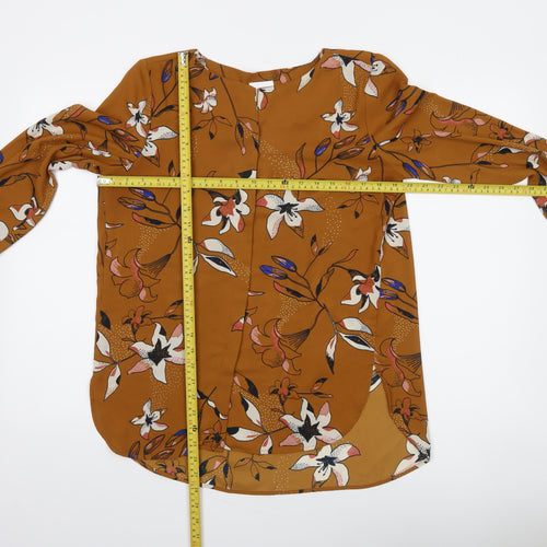 Vila Womens Brown Floral Long Sleeve Tunic Blouse Size S