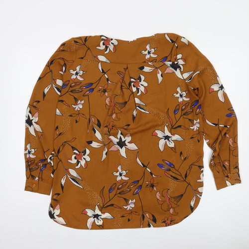 Vila Womens Brown Floral Long Sleeve Tunic Blouse Size S