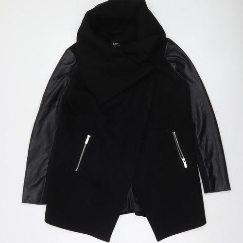 Oasis Women's Black Mid-Length Open Front Coat Size S