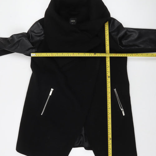 Oasis Women's Black Mid-Length Open Front Coat Size S