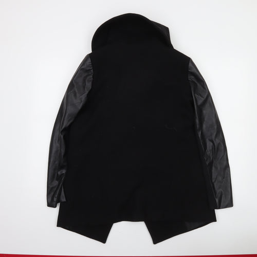 Oasis Women's Black Mid-Length Open Front Coat Size S