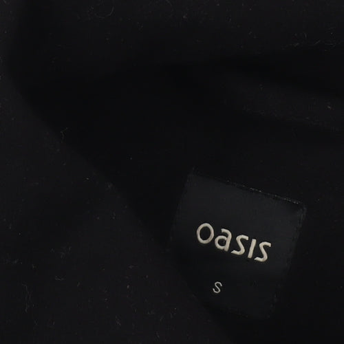 Oasis Women's Black Mid-Length Open Front Coat Size S