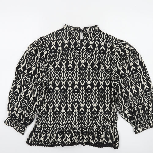 Savida Womens Black Geometric High Neck Tunic Blouse Size 14