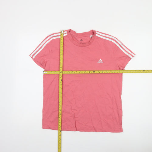Adidas Womens Pink Short Sleeve Cotton Sports T-Shirt Size L