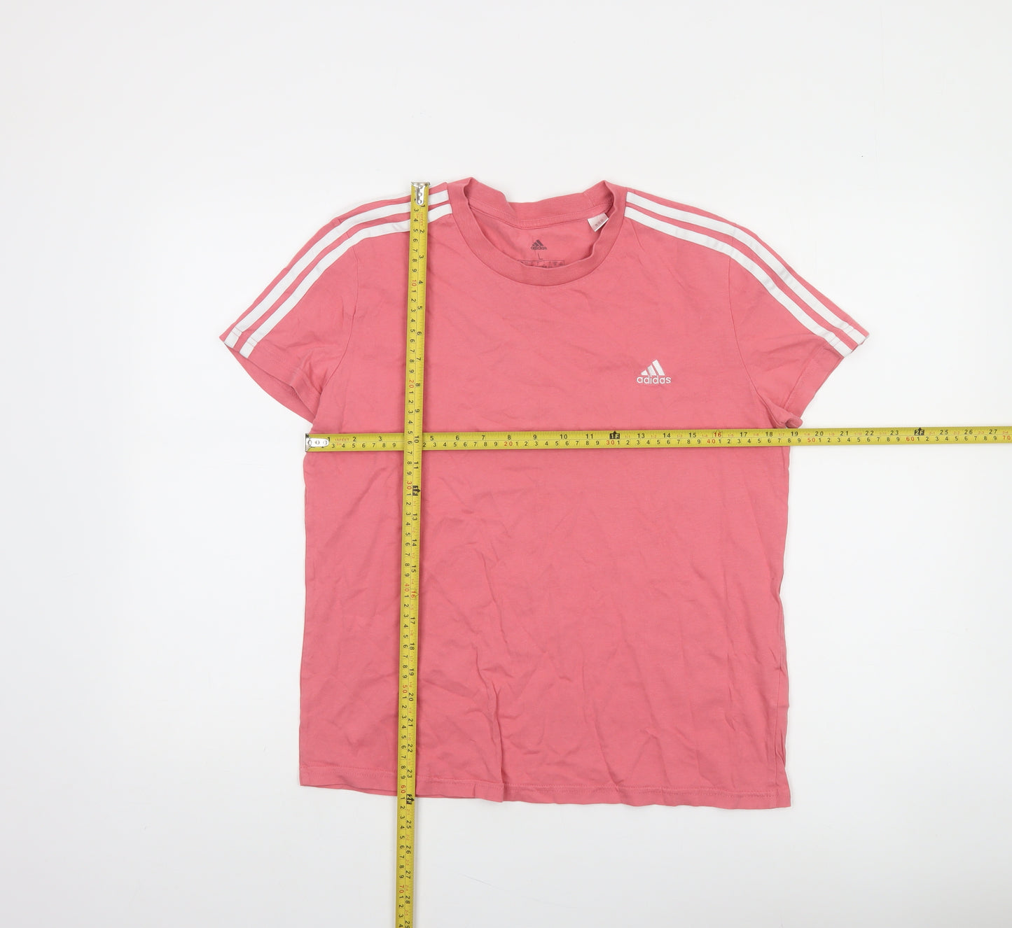 Adidas Womens Pink Short Sleeve Cotton Sports T-Shirt Size L
