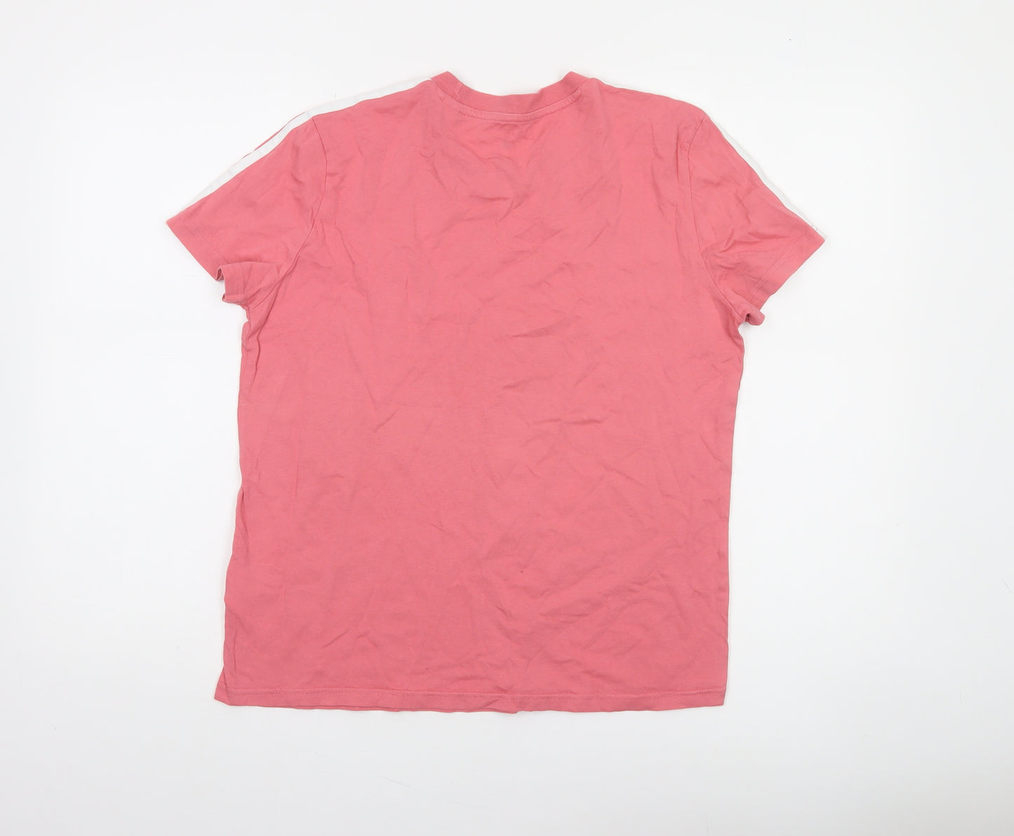 Adidas Womens Pink Short Sleeve Cotton Sports T-Shirt Size L