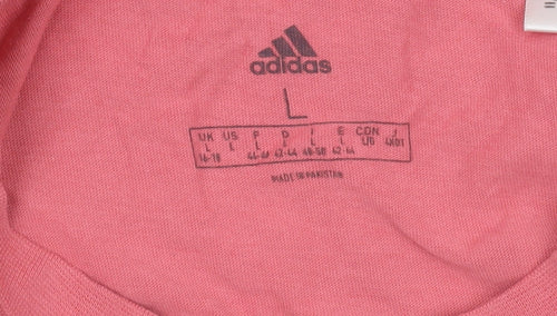 Adidas Womens Pink Short Sleeve Cotton Sports T-Shirt Size L