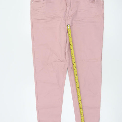 Denim Co Women’s Pink Chino Skinny Trousers Size 16 Cotton Stretch