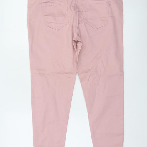 Denim Co Women’s Pink Chino Skinny Trousers Size 16 Cotton Stretch