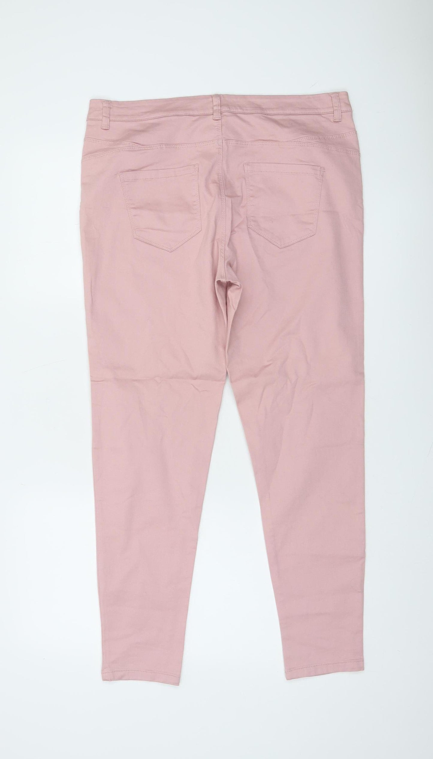 Denim Co Women’s Pink Chino Skinny Trousers Size 16 Cotton Stretch