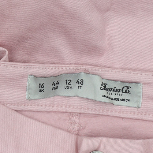 Denim Co Women’s Pink Chino Skinny Trousers Size 16 Cotton Stretch