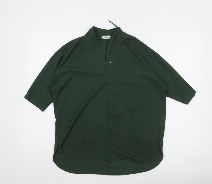 Gallery Women’s Green Tunic Blouse Size M 3/4 Sleeve V-Neck Top