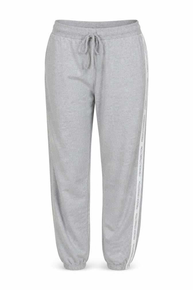 Front view of French Connection women’s grey jogger trousers, size M, elastic waist