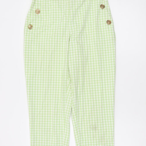Zara Women's Green Check High Waist Chino Trousers Size S