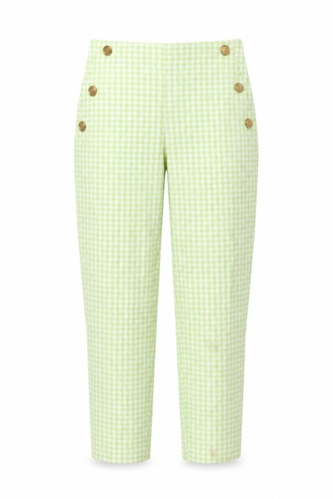 Zara Women's Green Check High Waist Chino Trousers Size S