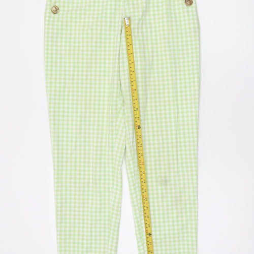 Zara Women's Green Check High Waist Chino Trousers Size S