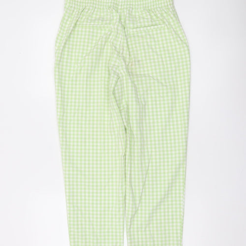 Zara Women's Green Check High Waist Chino Trousers Size S