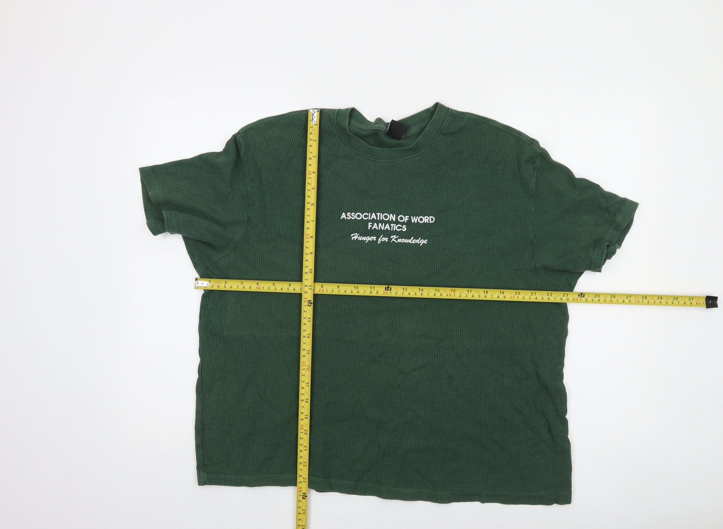 Bershka Women Green Cotton Crew Neck Relaxed Fit T-Shirt Size 10