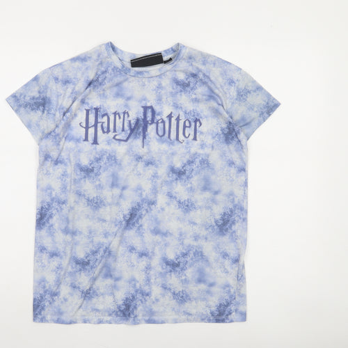 Harry Potter Boys Blue Tie-Dye Graphic T-Shirt 11-12 Years Short Sleeve