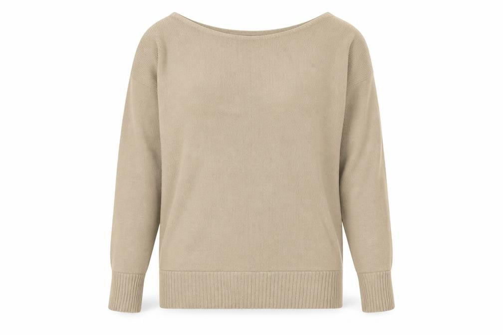 Boohoo Women’s Beige Tall Boat Neck Knit Pullover Jumper M/L