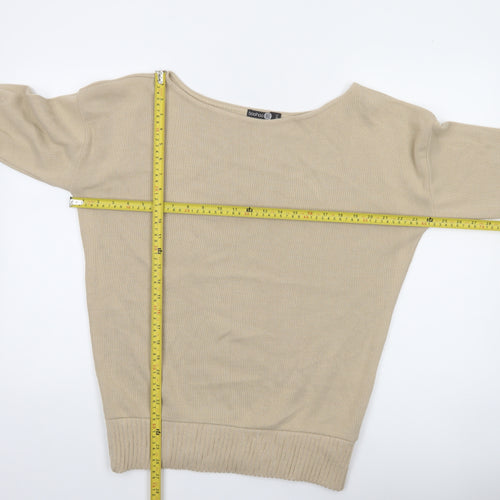 Boohoo Women’s Beige Tall Boat Neck Knit Pullover Jumper M/L