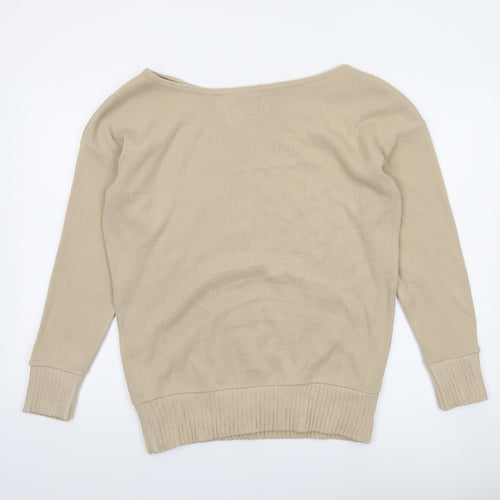 Boohoo Women’s Beige Tall Boat Neck Knit Pullover Jumper M/L