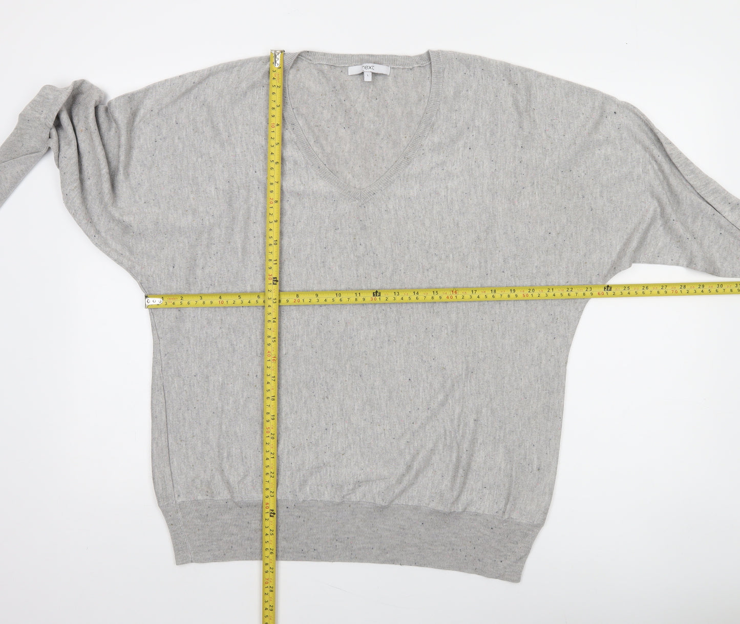 Next Women’s Grey V-Neck Relaxed Fit Knit Jumper Size L