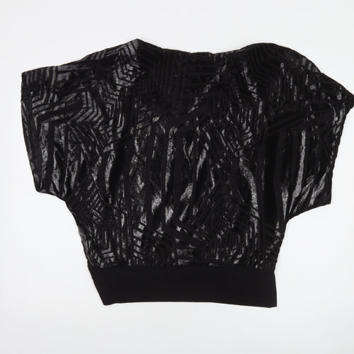 Wallis Womens Black Velvet Geometric Blouse Size S