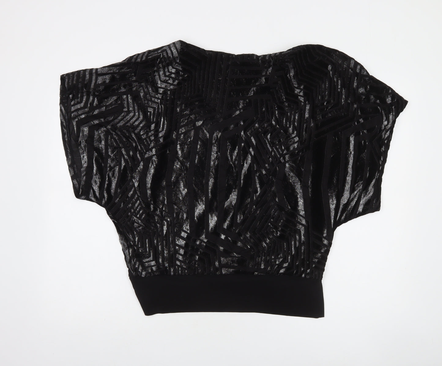 Wallis Womens Black Velvet Geometric Blouse Size S