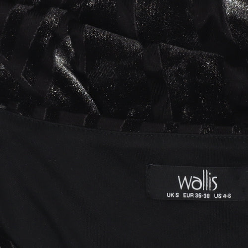 Wallis Womens Black Velvet Geometric Blouse Size S