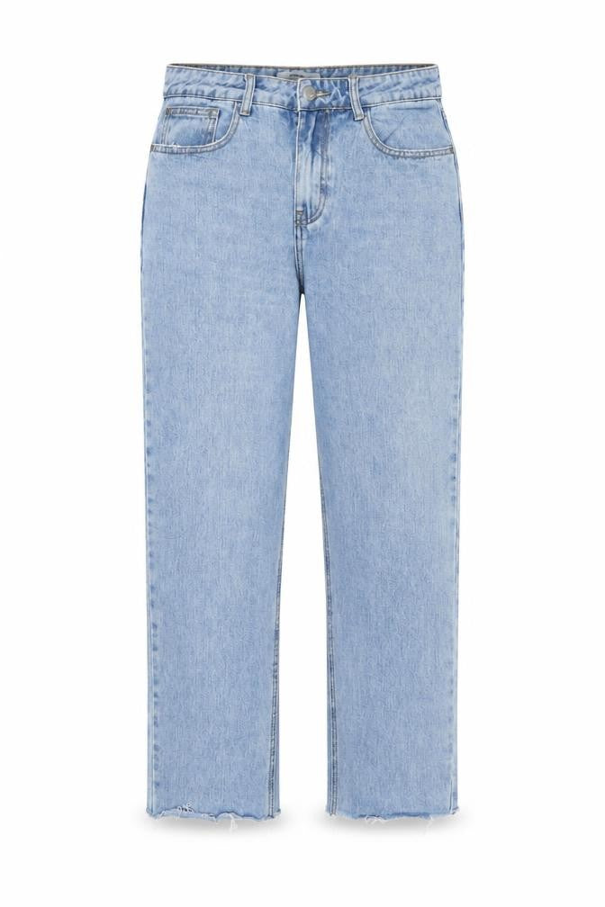 Front view of Redial Women's Blue Light Wash Straight Denim Jeans, size 14