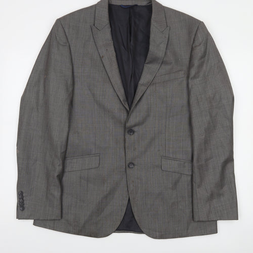 Burton Menswear London Grey 42R Men's Regular Fit Wool Blend Suit Jacket