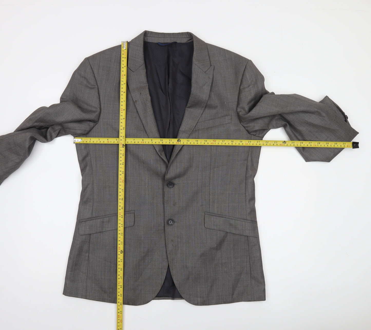 Burton Menswear London Grey 42R Men's Regular Fit Wool Blend Suit Jacket