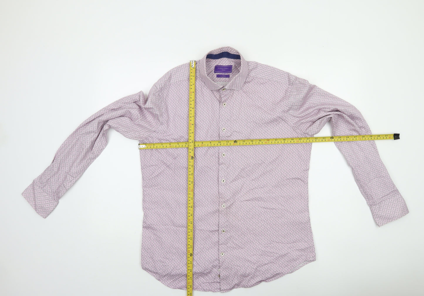 Marco Capelli Men's Pink Geometric Cotton Long Sleeve Formal Shirt L