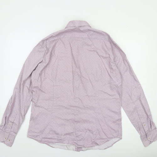 Marco Capelli Men's Pink Geometric Cotton Long Sleeve Formal Shirt L