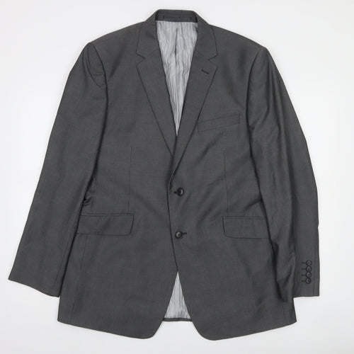 Burton Men's Grey 42R Tailored Fit Single-Breasted Blazer