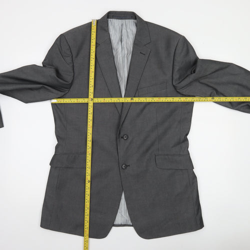 Burton Men's Grey 42R Tailored Fit Single-Breasted Blazer