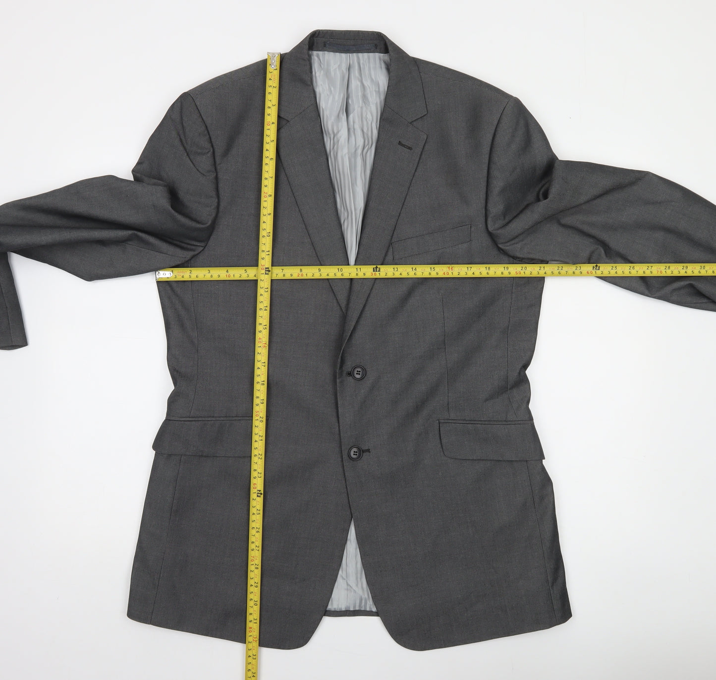Burton Men's Grey 42R Tailored Fit Single-Breasted Blazer