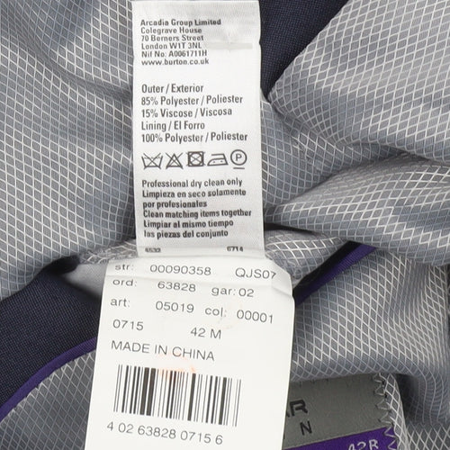Burton Menswear London Men's Blue Slim Fit 42R Formal Blazer Jacket