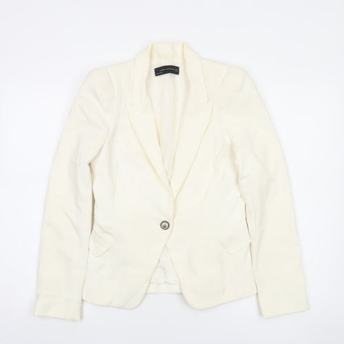 Zara Woman Ivory Single-Breasted Tailored Blazer Size S