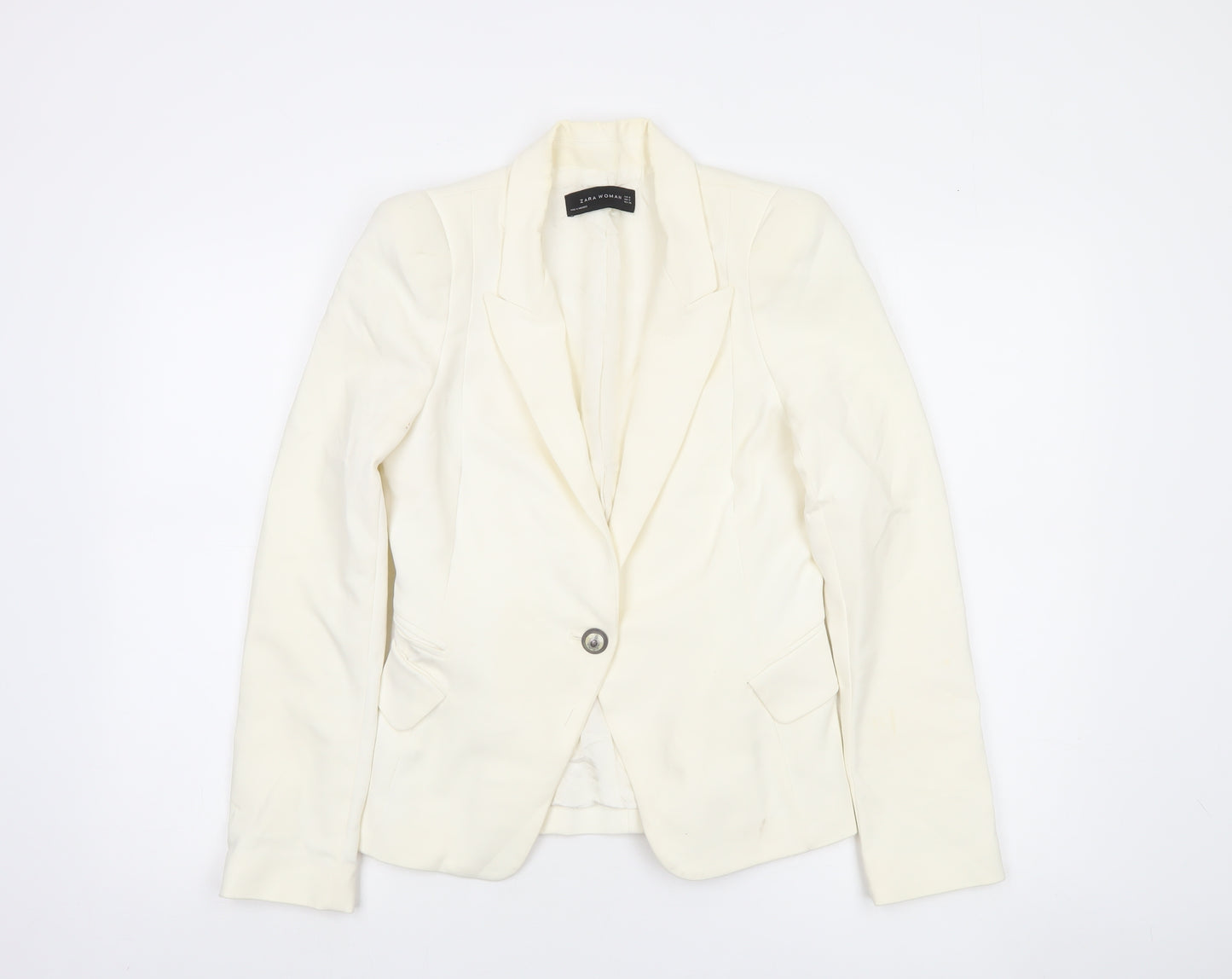 Zara Woman Ivory Single-Breasted Tailored Blazer Size S