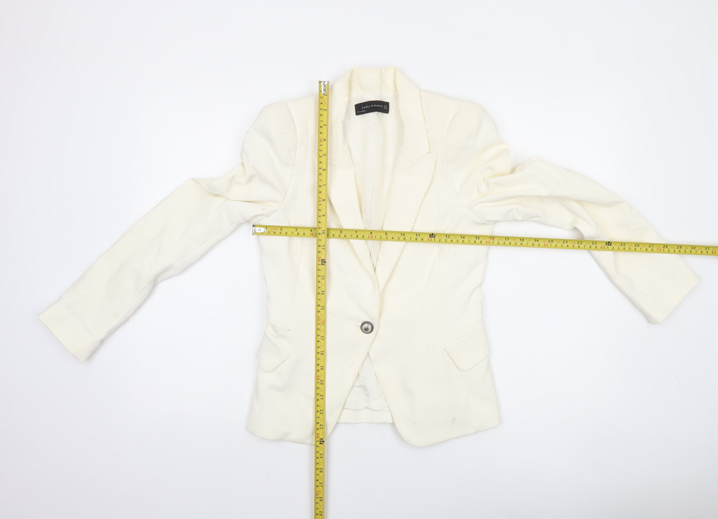 Zara Woman Ivory Single-Breasted Tailored Blazer Size S