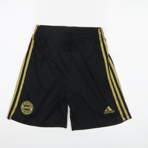 Adidas Boys Black Gold Athletic Shorts S FC Bayern Munich Football
