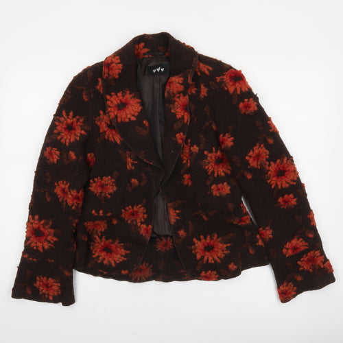 Marks and Spencer Per Una Brown Floral Wool Blazer Women Size 10