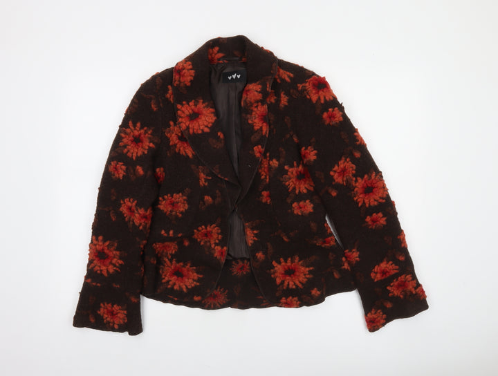 Marks and Spencer Per Una Brown Floral Wool Blazer Women Size 10