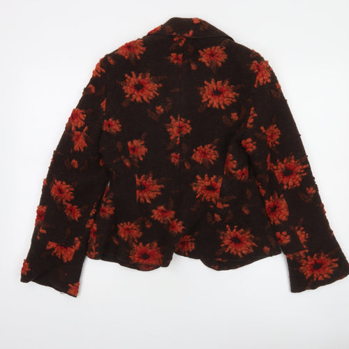 Marks and Spencer Per Una Brown Floral Wool Blazer Women Size 10