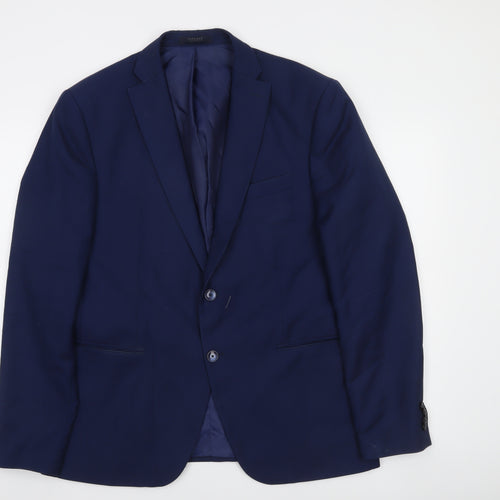 Zara Man Blue Slim Fit Two Button Blazer Jacket Men’s 44 XL Formal