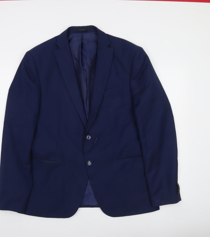 Zara Man Blue Slim Fit Two Button Blazer Jacket Men’s 44 XL Formal