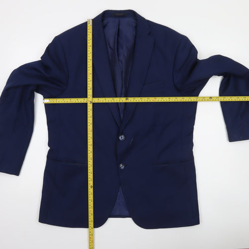 Zara Man Blue Slim Fit Two Button Blazer Jacket Men’s 44 XL Formal