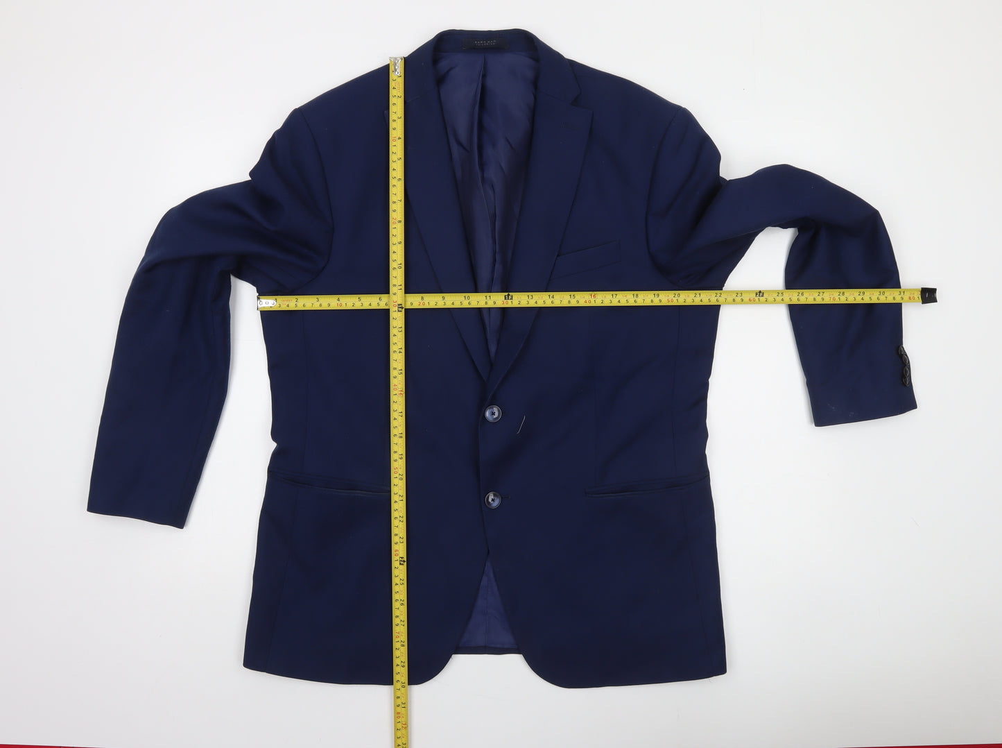 Zara Man Blue Slim Fit Two Button Blazer Jacket Men’s 44 XL Formal